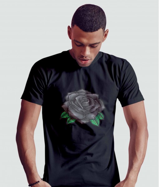 Мъжка тениска с щампа Арт Black rose